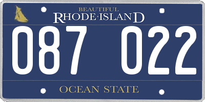 RI license plate 087022