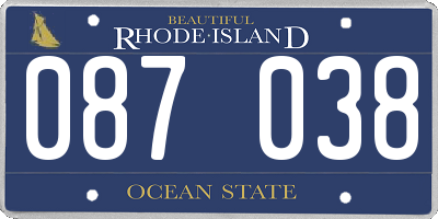 RI license plate 087038