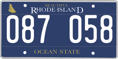 RI license plate 087058