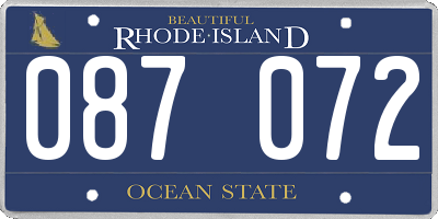 RI license plate 087072