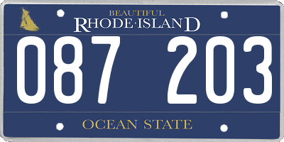 RI license plate 087203