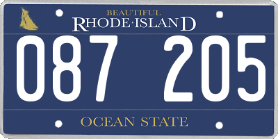 RI license plate 087205