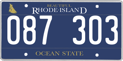 RI license plate 087303