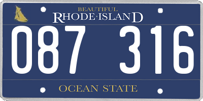 RI license plate 087316