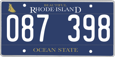 RI license plate 087398