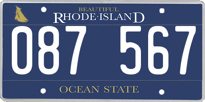 RI license plate 087567