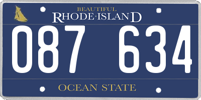 RI license plate 087634