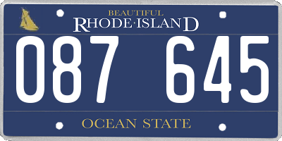 RI license plate 087645
