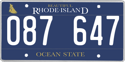RI license plate 087647