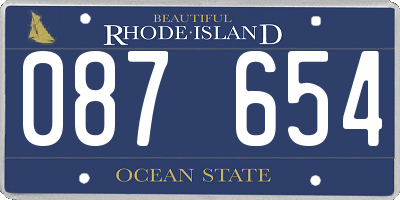 RI license plate 087654