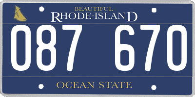 RI license plate 087670