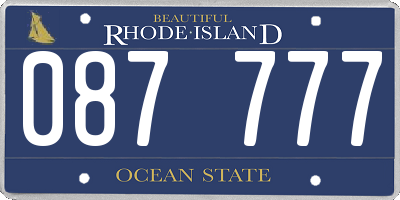 RI license plate 087777
