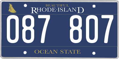 RI license plate 087807