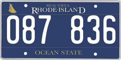RI license plate 087836
