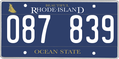 RI license plate 087839