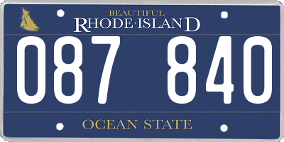 RI license plate 087840