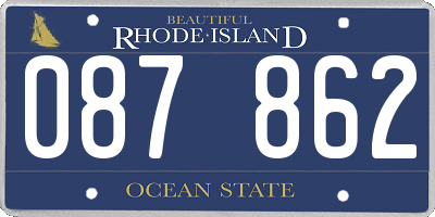 RI license plate 087862