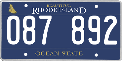 RI license plate 087892