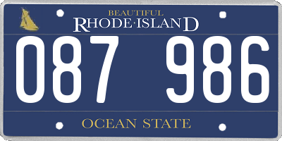 RI license plate 087986