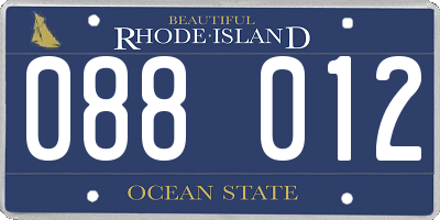 RI license plate 088012