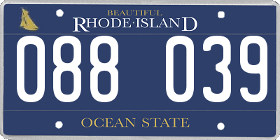 RI license plate 088039