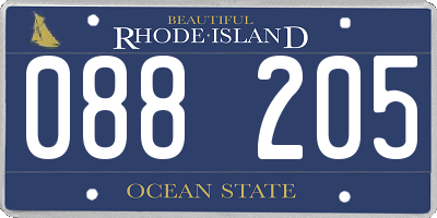 RI license plate 088205