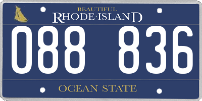 RI license plate 088836