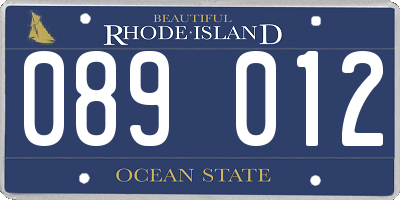RI license plate 089012