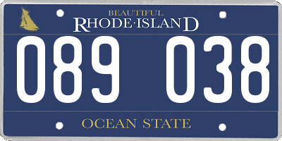 RI license plate 089038