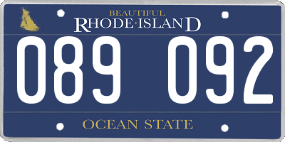 RI license plate 089092