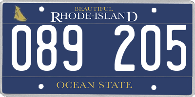 RI license plate 089205