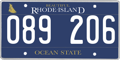 RI license plate 089206