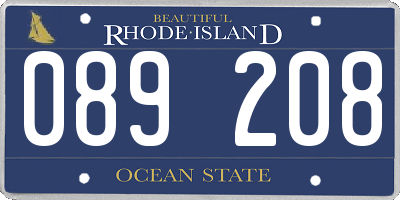 RI license plate 089208