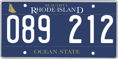 RI license plate 089212