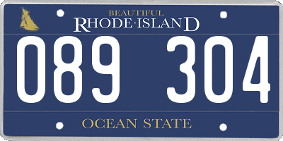 RI license plate 089304