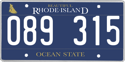 RI license plate 089315