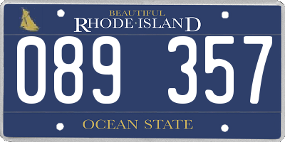 RI license plate 089357