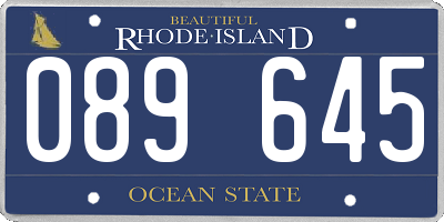 RI license plate 089645