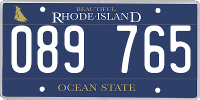 RI license plate 089765