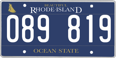RI license plate 089819