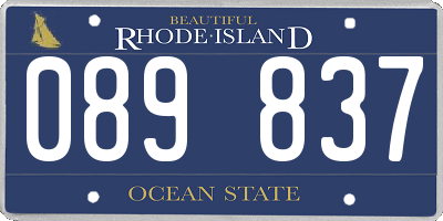 RI license plate 089837