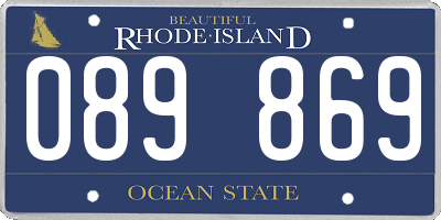 RI license plate 089869
