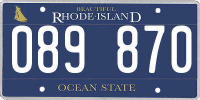 RI license plate 089870