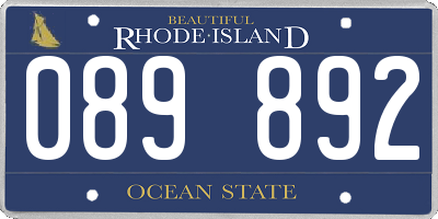 RI license plate 089892