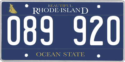RI license plate 089920