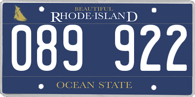 RI license plate 089922