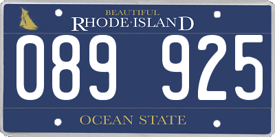 RI license plate 089925