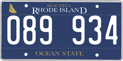 RI license plate 089934