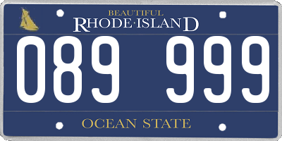 RI license plate 089999