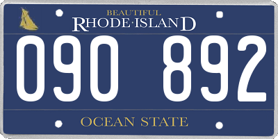 RI license plate 090892